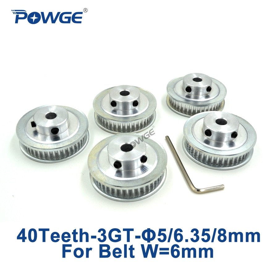 POWGE 5pcs 40 Teeth 3GT  Ǯ  5mm 6.35mm 8mm ʺ 6mm 3GT  Ÿ̹ Ʈ GT3 3MGT Ǯ 40 Teeth 40 T